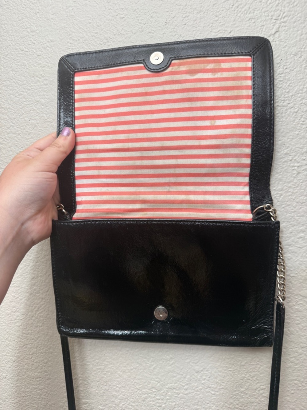 Kate Spade Black Leather Wristlet with Chain-REHAB - Picture 4 of 7